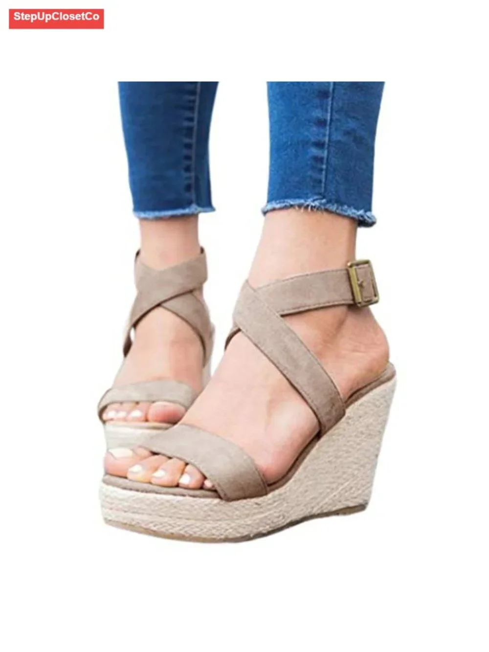 Wedge Platform Espadrille Sandals Ankle Strap Open Toe